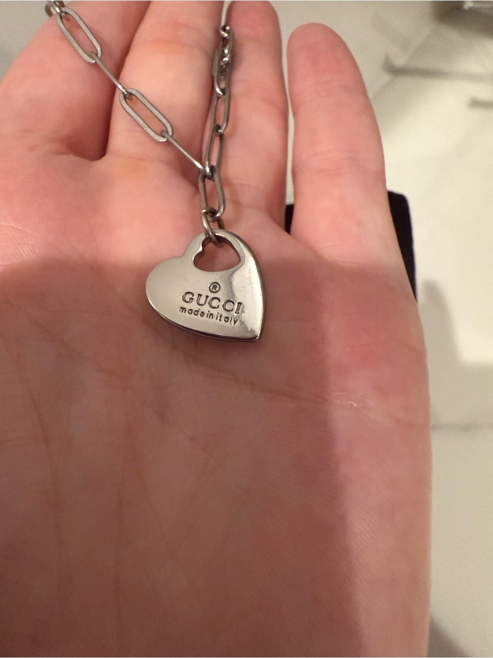 Upcycled Gucci Silver Heart Lock Pendant bracelet - Picture 2 of 7